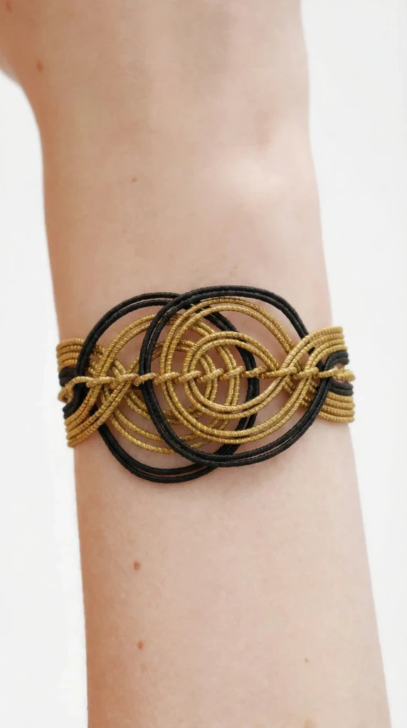 Brazalete Flor dorado y negro